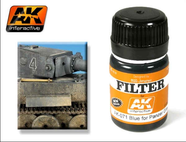 Image 0 of AK Interactive Filter Blue for Panzer Grey Enamel Paint 35ml Bottle