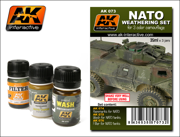 Image 0 of AK Interactive NATO Camouflage Enamel Paint Set (74, 75, 76)