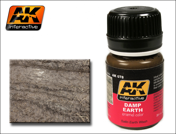 Image 0 of AK Interactive Damp Earth Satin Wash Enamel Paint 35ml Bottle