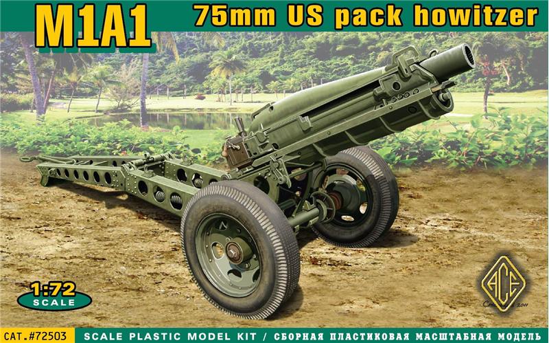 Image 0 of Ace Plastic Models 1/72 M1A1 75mm US Howitzer Gun
