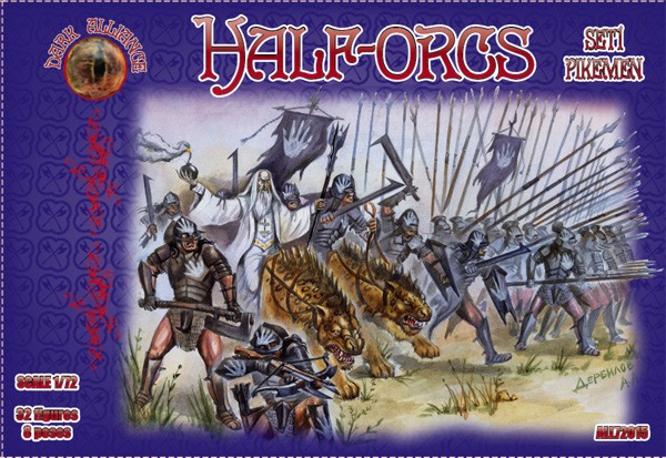 Image 0 of Dark Alliance 1/72 Half Orcs Set #1 Pikemen Figures