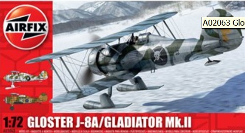 Image 0 of Airfix 1/72 Gloster J8A Gladiator Mk II BiPlane Fighter w/Skis