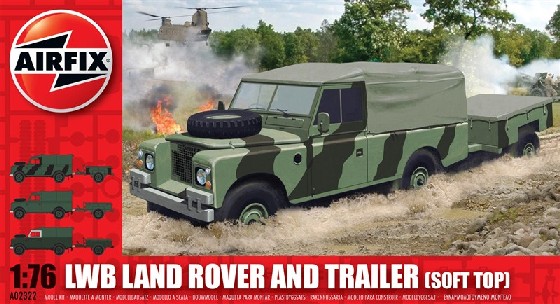 Image 0 of Airfix 1/76 LWB Soft Top Landrover w/Trailer