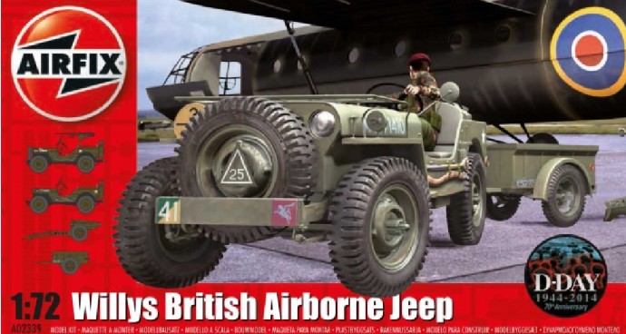 Airfix 1/72 Willys British Airborne Jeep, Trailer & 75mm Howitzer M1 Gun D-Day