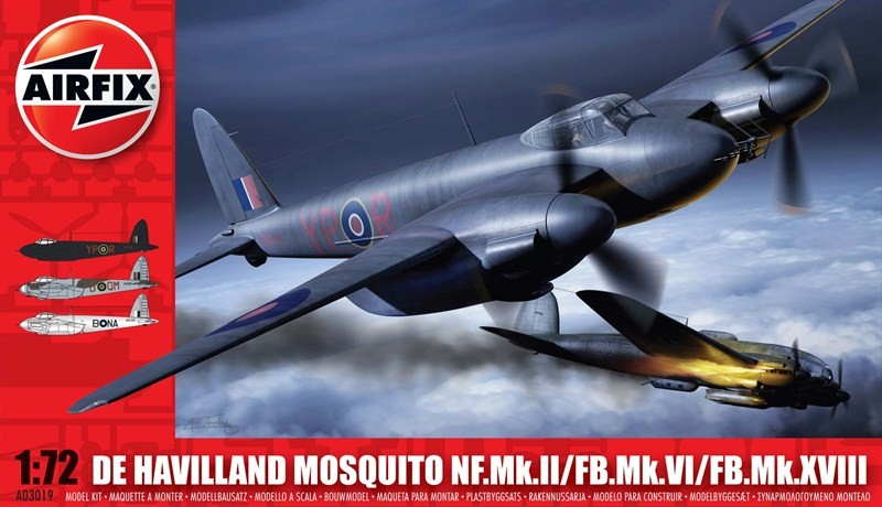 Airfix 1/72 DeHavilland Mosquito MK II/VI/XVIII Aircraft Model Kit