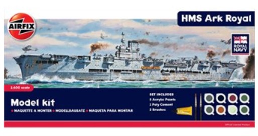 Image 0 of Airfix 1/600 HMS Ark Royal Aircraft Carrier Gift Set w/paint & glue