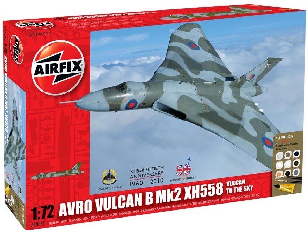 Image 0 of Airfix 1/72 Avro Vulcan Mk 2 XH558 RAF Aircraft Gift Set w/paint & glue