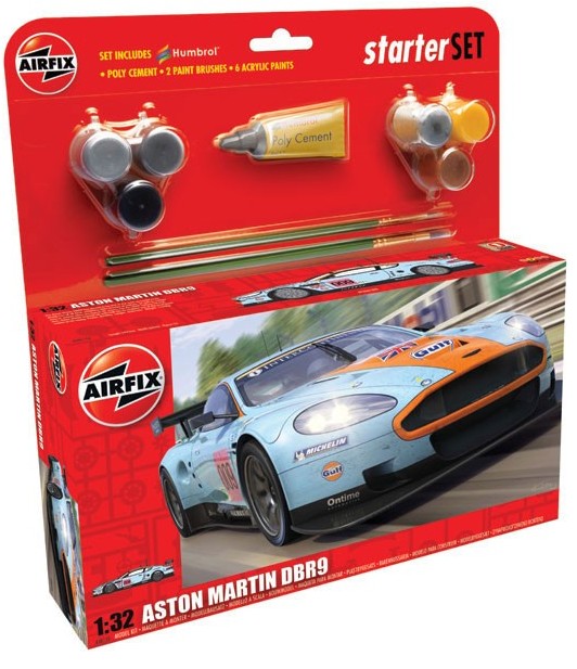 Image 0 of Airfix 1/32 Aston Martin DBR9 Gulf Race Car Large Starter Set w/paint & glue