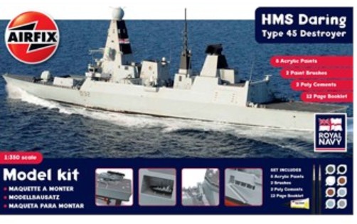 Image 0 of Airfix 1/350 HMS Daring Type 45 Destroyer Gift Set w/paint & glue