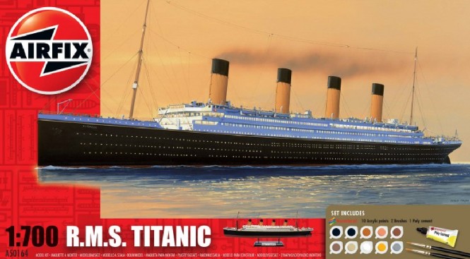 Image 0 of Airfix 1/700 RMS Titanic Ocean Liner Gift Set w/paint & glue