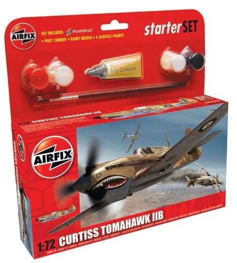 Image 0 of Airfix 1/72 Tomahawk IIB Fighter Small Starter Set w/paint & glue