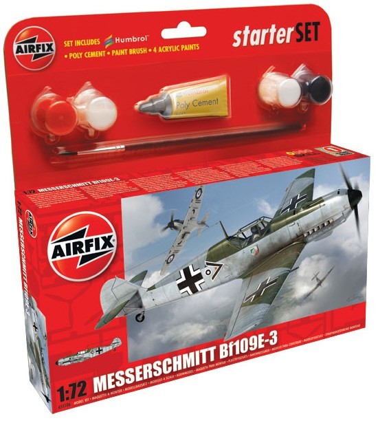 Image 0 of Airfix 1/72 Bf109E3 Fighter Small Starter Set w/paint & glue