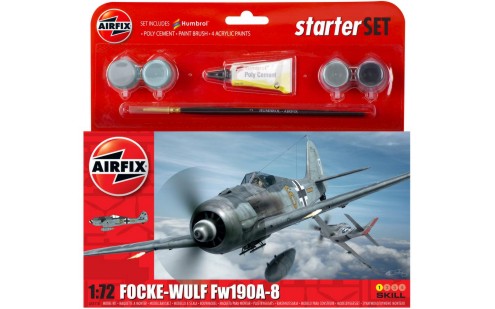 Image 0 of Airfix 1/72 Focke Wulf Fw190A8 Fighter Small Starter Set w/paint & glue