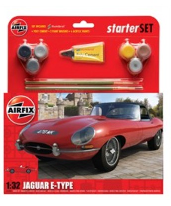 Image 0 of Airfix 1/32 Jaguar E Type Car Medium Starter Set w/paint & glue