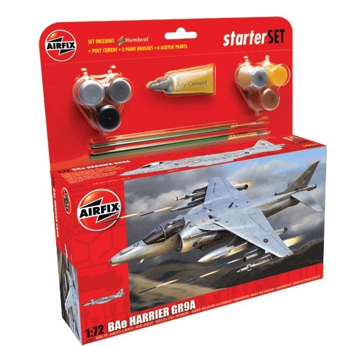 Image 0 of Airfix 1/72 BAE Harrier GR9A Fighter Large Starter Set w/paint & glue