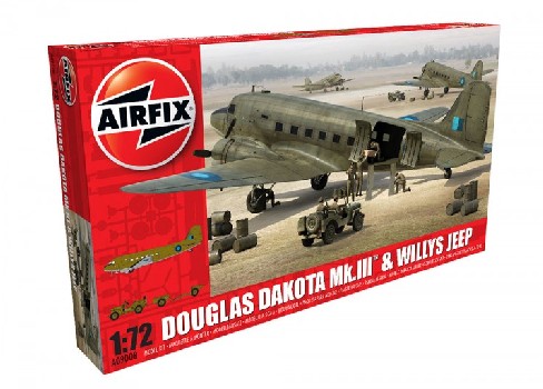 Image 0 of Airfix 1/72 Douglas Dakota Mk III Military Transport Aircraft w/Willys Jeep Kit