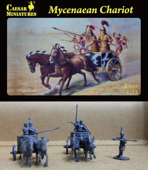 Caesar Miniatures 1/72 Mycenaean (5) w/2 Chariots & 4 Horses