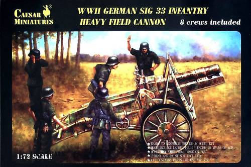 Caesar Miniatures 1/72 WWII German SiG33 Infantry Heavy Field Cannon w/8 Crew (K