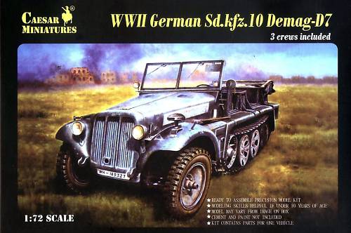 Image 0 of Caesar Miniatures 1/72 WWII German SdKfz 10 Demag D7 w/3 Crew (Kit)