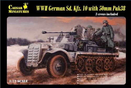 Caesar Miniatures 1/72 WWII German SdKfz 10 Halftrack w/50mm Pak 50 Gun & 3 Crew