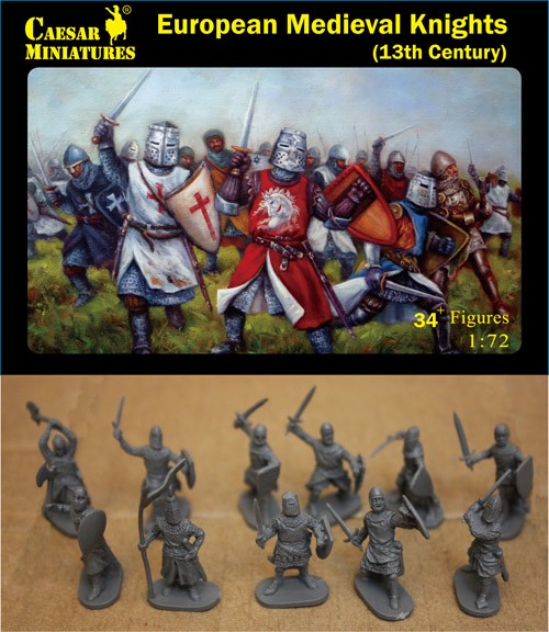 Caesar Miniatures 1/72 13th Century European Medieval Knights (34+)