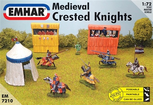 Image 0 of Emhar 1/72 Medieval Crested Knights (7 Mtd, 1 Foot, Grandstand & Tent)