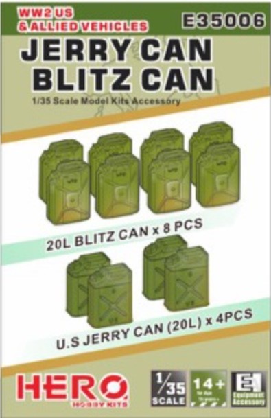 Image 0 of Hero Hobby Kits 1/35 WWII US/Allied Jerry Cans (4) & Fuel Cans (8) 