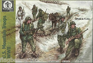 Hat 1/72 Waterloo: WWII US Mountain Troops (24 w/3 Donkeys)