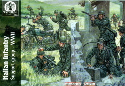 Image 0 of Hat 1/72 Waterloo: WWII Italian Infantry Support Group (26 w/2 Motorcycles & 2 B