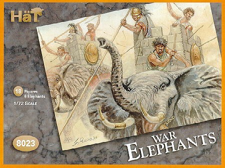 Hat 1/72 War Elephants (6 w/18 Figs)