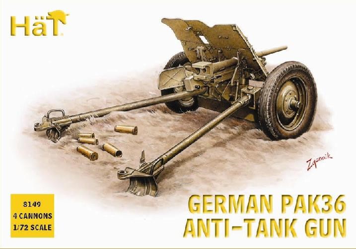 Image 0 of Hat 1/72 German PaK 36 Anti-Tank Gun (4) (Re-Issue)