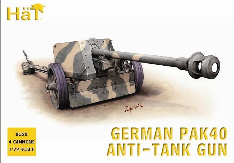 Hat 1/72 German PaK 40 Anti-Tank Gun (4) (Re-Issue)