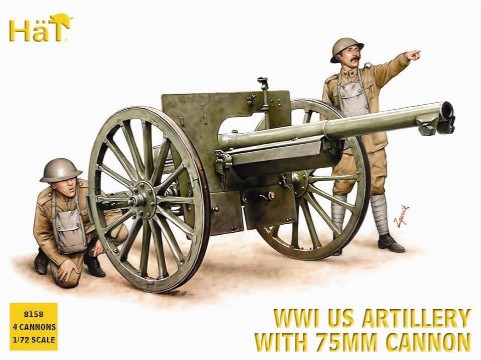 Image 0 of Hat 1/72 WWI US Artillery (48 w/4 75mm Cannons)