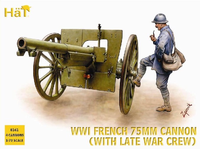 Hat 1/72 WWI Late French Artillery (48) & 75mm Cannons (4) (Re-Issue)