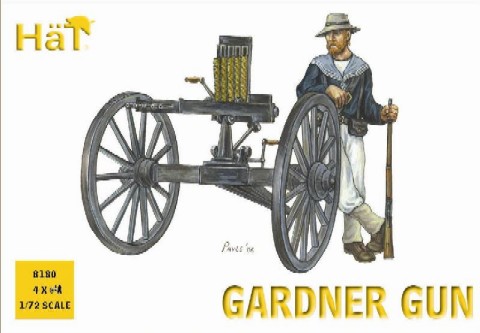 Hat 1/72 Colonial Wars Gardner Gun (4 w/24 Figs)