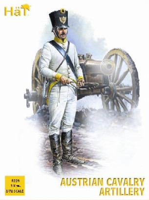 Hat 1/72 Napoleonic Austrian Cavalry Artillery (6 w/12 Horses & 3 Cannons)