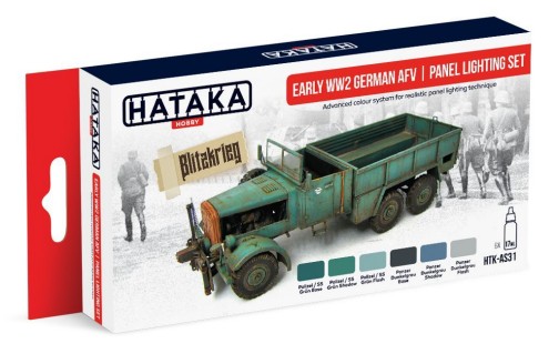 Image 0 of Hataka Hobby Early WWII German AFV Panel Lighting Paint Set (6 Colors) 17ml Bott