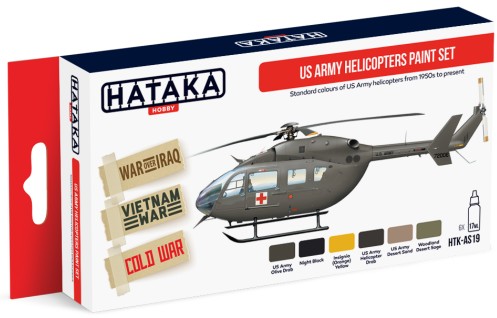 Image 0 of Hataka Hobby US Army Helicopter 1950s-Present Paint Set (6 Colors) 17ml Bottles