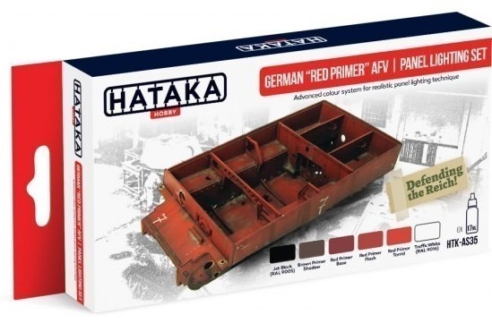 Hataka Hobby German Red Primer AFV Panel Lighting Paint Set (6 Colors) 17ml Bott
