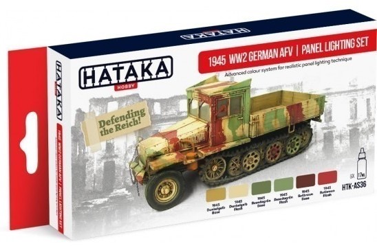 Image 0 of Hataka Hobby 1945 WWII German AFV Panel Lighting Paint Set (6 Colors) 17ml Bottl