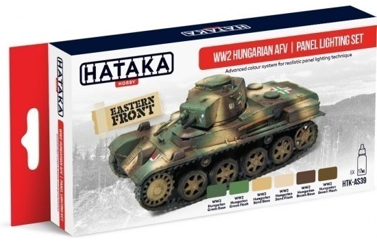 Hataka Hobby WWII Hungarian AFV Panel Lighting Paint Set (6 Colors) 17ml Bottles