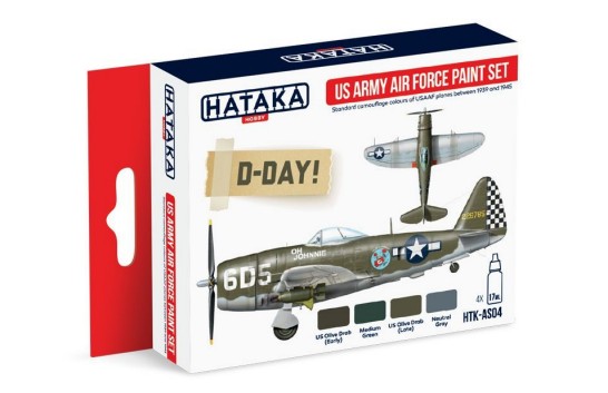 Image 0 of Hataka Hobby US Army Air Force 1939-45 Camouflage Paint Set (4 Colors) 17ml Bott