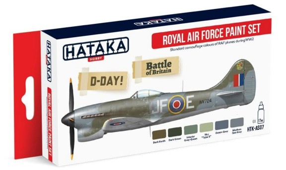 Hataka Hobby RAF D-Day Battle of Britain Camouflage Paint Set (6 Colors) 17ml Bo
