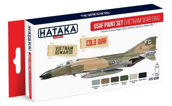 Hataka Hobby USAF Vietnam War Era Camouflage Paint Set (6 Colors) 17ml Bottles