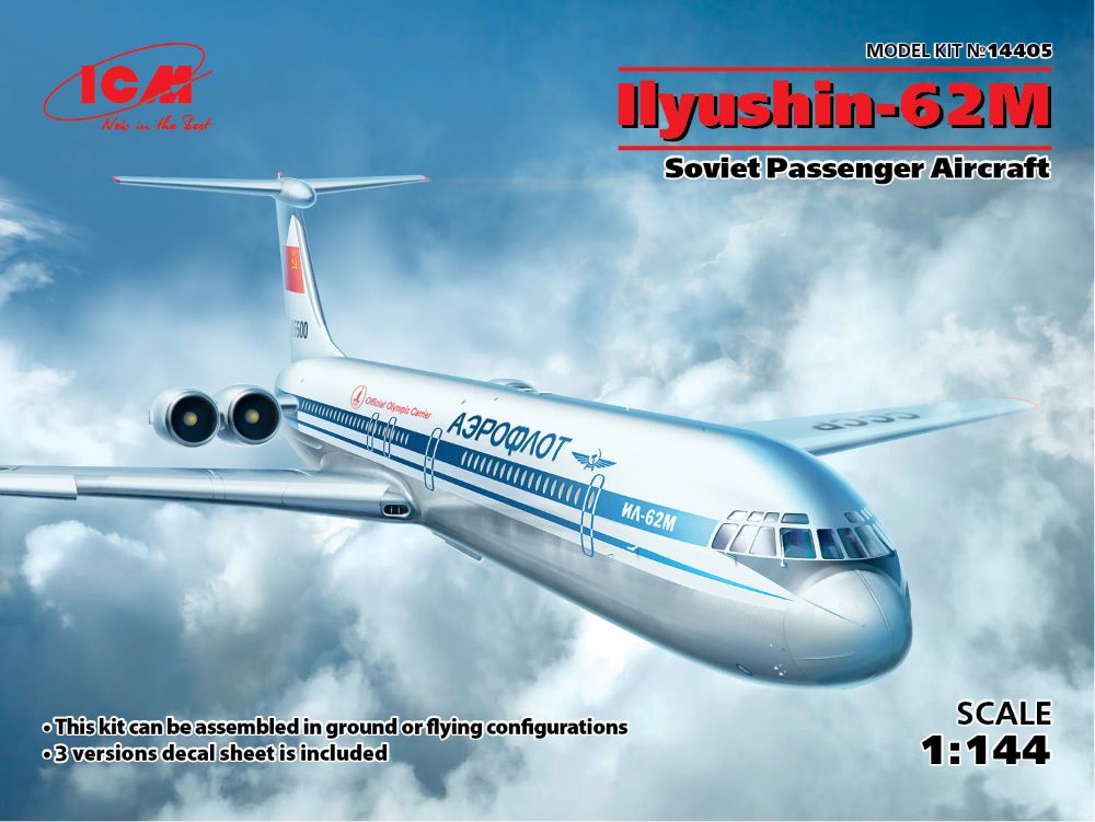 ICM Models 1/144 Ilyushin IL62M Soviet Passenger Airliner