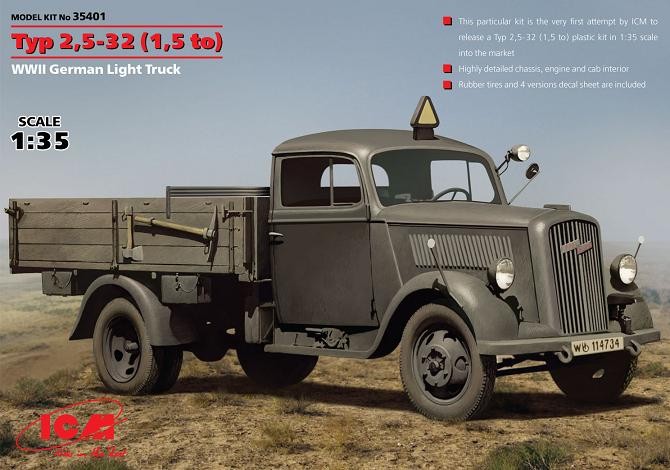Image 0 of ICM Models 1/35 WWII Type 2,5-32 (1,5ton) German Light Truck