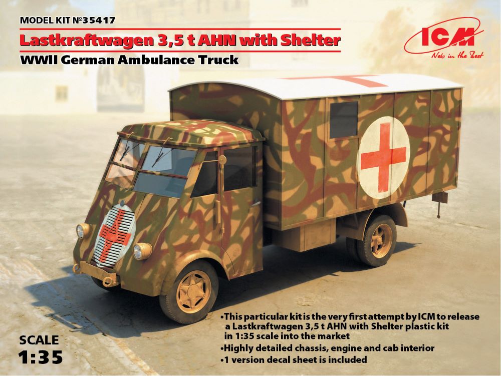 ICM Models 1/35 WWII Lastkraftwagen 3,5t AHN German Ambulance w/Shelter
