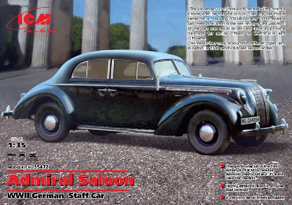 Image 0 of ICM Models 1/35 WWII Admiral 4-Door Saloon German Staff Car