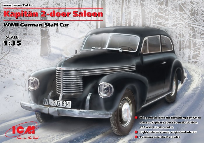 ICM Models 1/35 WWII Kapitan 2-Door Saloon German Staff Car