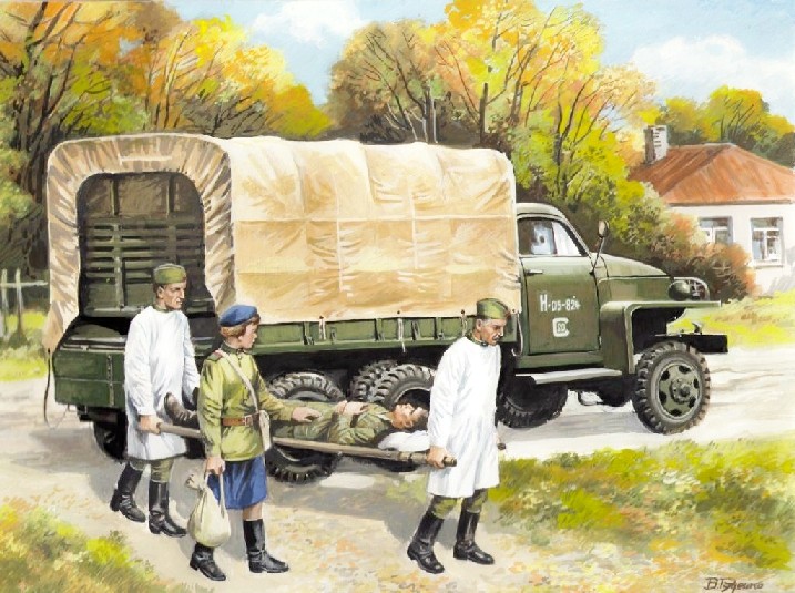 Image 0 of ICM Models 1/35 WWII Studebaker US6 Army Truck w/Soviet Medical Personnel